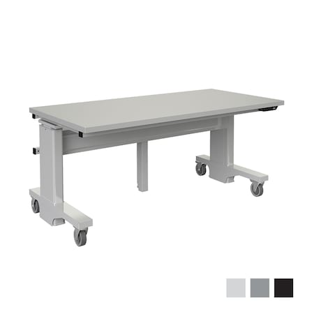Bostontec Electric Height Adjust Workbench, 30"d X 60"w, 500 lb cap, Laminate Work Surface, w/Casters, Black PB3060-FD30G-3M3060 - B
